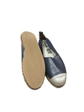 Blue and white pearly espadrilles- Colombian leather Tributos - leather flats